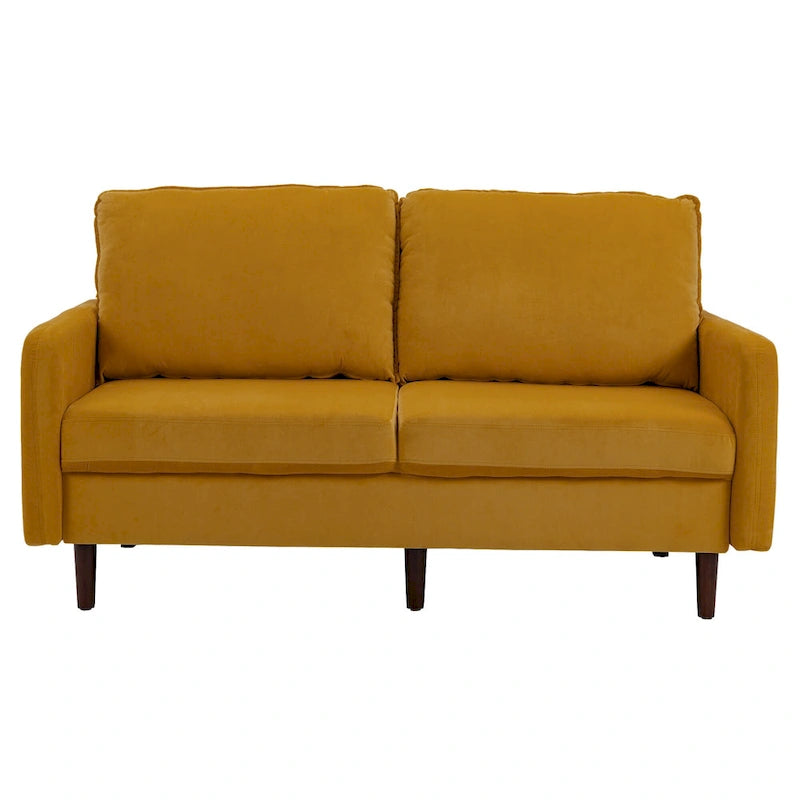 Sofá de dos plazas de terciopelo blanco / jengibre / azul marino / gris / amarillo con patas de madera