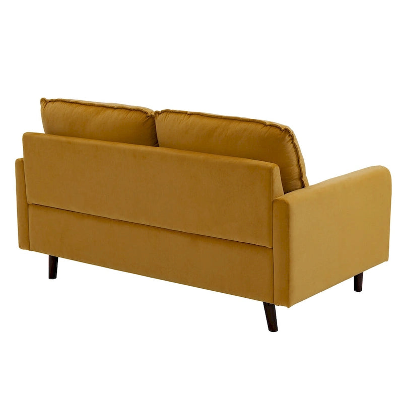 Sofá de dos plazas de terciopelo blanco / jengibre / azul marino / gris / amarillo con patas de madera