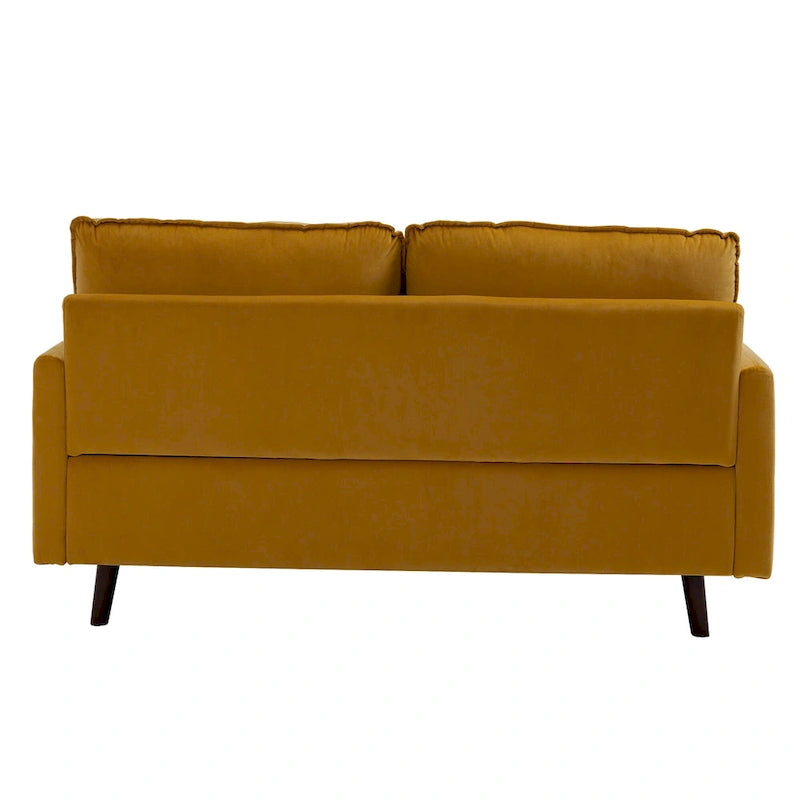 Sofá de dos plazas de terciopelo blanco / jengibre / azul marino / gris / amarillo con patas de madera