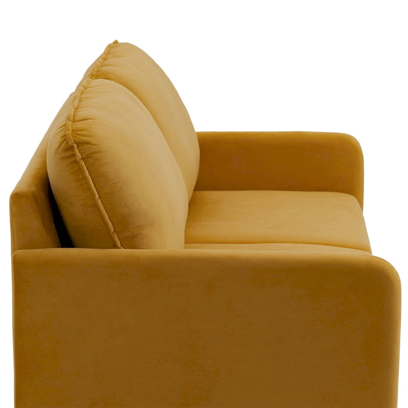 Sofá de dos plazas de terciopelo blanco / jengibre / azul marino / gris / amarillo con patas de madera