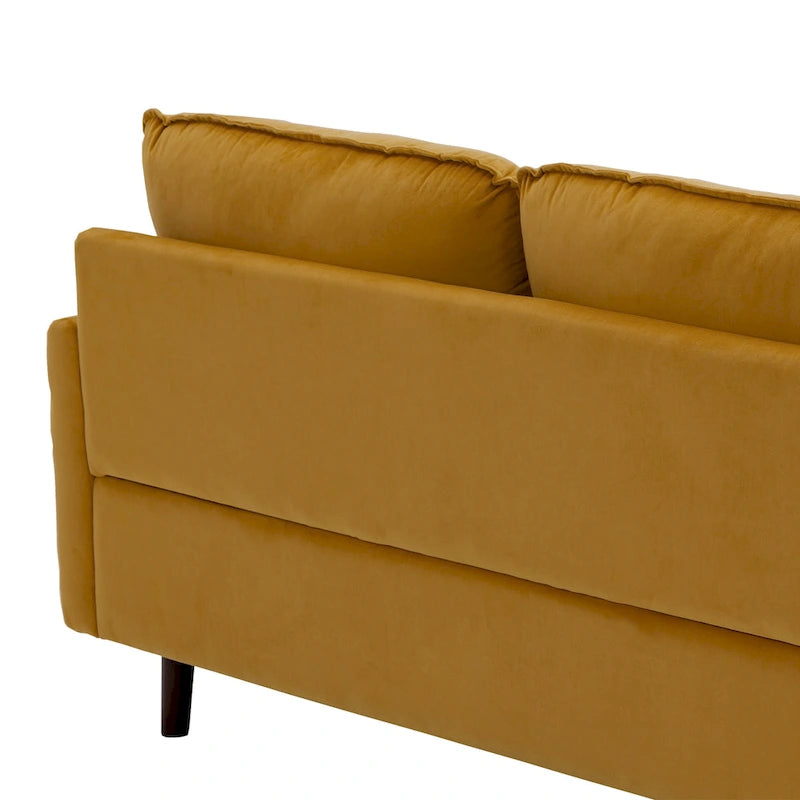 Sofá de dos plazas de terciopelo blanco / jengibre / azul marino / gris / amarillo con patas de madera