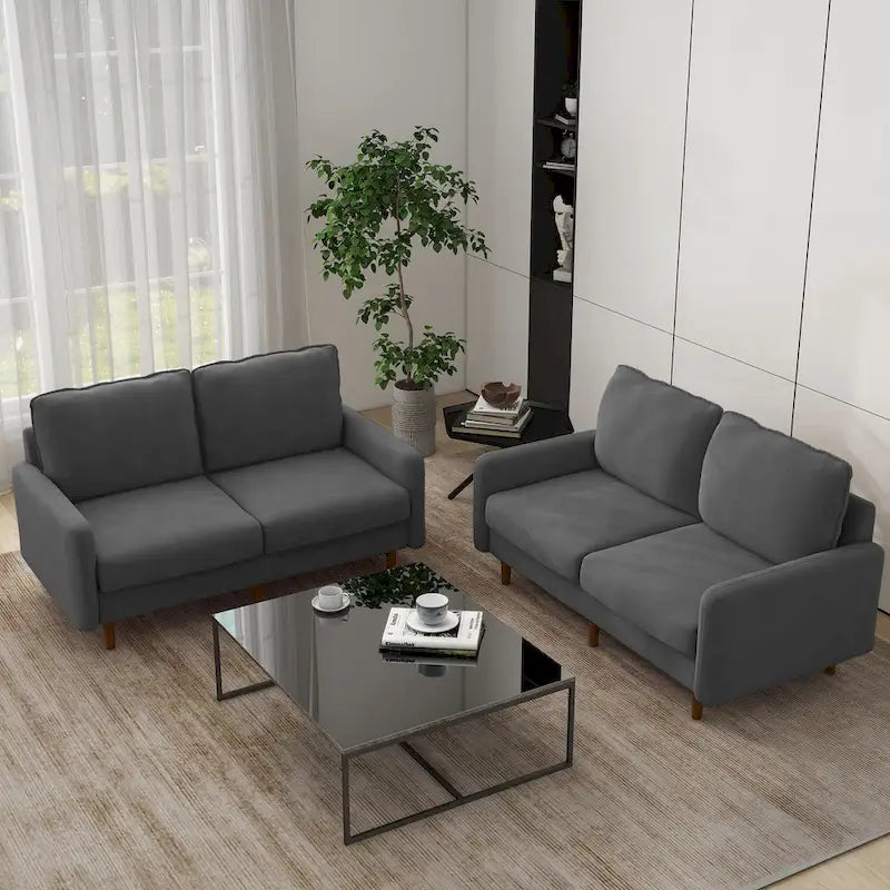 Sofá de dos plazas de terciopelo blanco / jengibre / azul marino / gris / amarillo con patas de madera