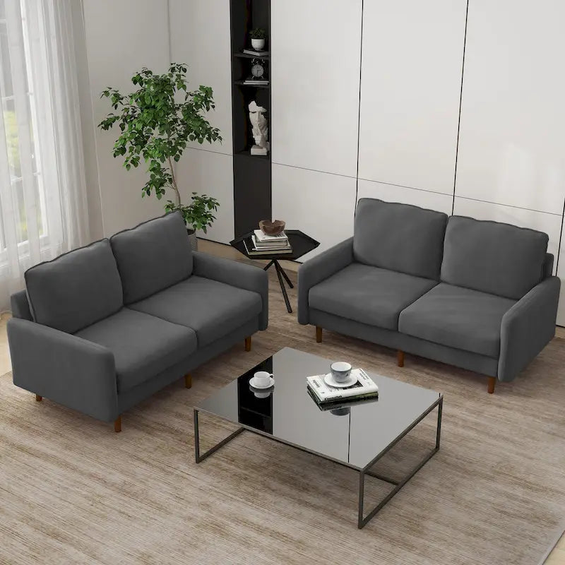 Sofá de dos plazas de terciopelo blanco / jengibre / azul marino / gris / amarillo con patas de madera