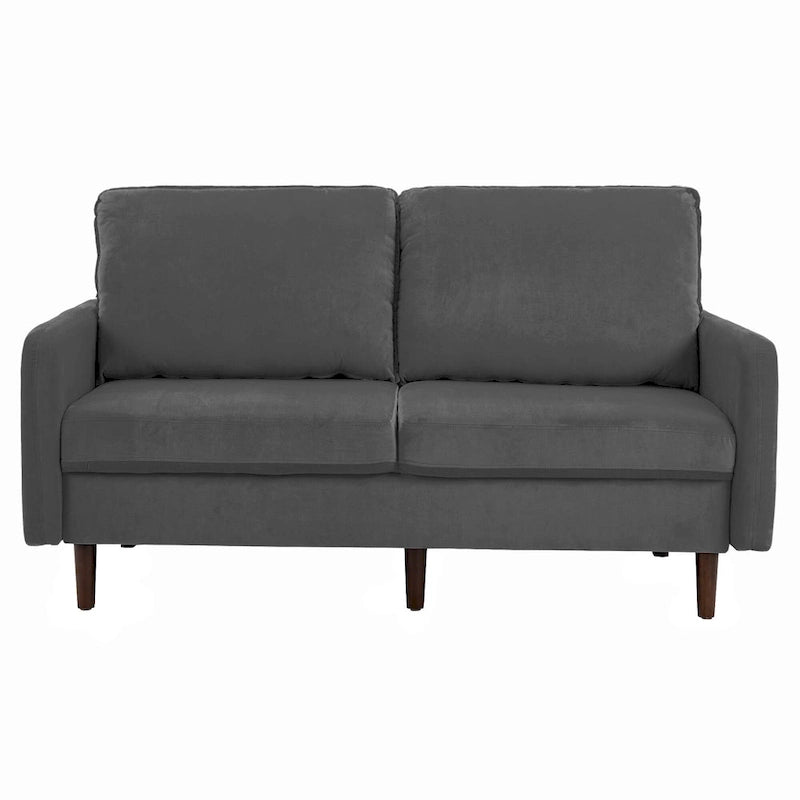 Sofá de dos plazas de terciopelo blanco / jengibre / azul marino / gris / amarillo con patas de madera