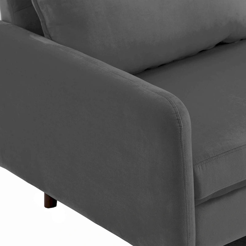 Sofá de dos plazas de terciopelo blanco / jengibre / azul marino / gris / amarillo con patas de madera