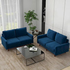 Sofá de dos plazas de terciopelo blanco / jengibre / azul marino / gris / amarillo con patas de madera