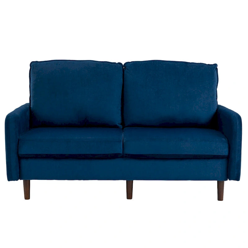Sofá de dos plazas de terciopelo blanco / jengibre / azul marino / gris / amarillo con patas de madera