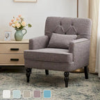Sillón decorativo tapizado con botones y almohada lumbar | Azul lago / Gris / Beige / Marrón | Un asiento