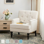 Sillón decorativo tapizado con botones y almohada lumbar | Azul lago / Gris / Beige / Marrón | Un asiento