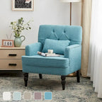 Sillón decorativo tapizado con botones y almohada lumbar | Azul lago / Gris / Beige / Marrón | Un asiento