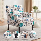 Sillón decorativo tapizado con botones y almohada lumbar | Azul lago / Gris / Beige / Marrón | Un asiento