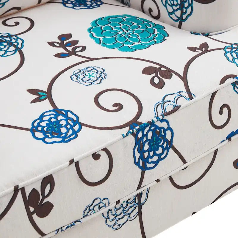 Sillón decorativo tapizado con botones y almohada lumbar | Azul lago / Gris / Beige / Marrón | Un asiento