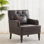 Sillón decorativo tapizado con botones y almohada lumbar | Azul lago / Gris / Beige / Marrón | Un asiento