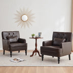 Sillón decorativo tapizado con botones y almohada lumbar | Azul lago / Gris / Beige / Marrón | Un asiento