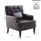 Sillón decorativo tapizado con botones y almohada lumbar | Azul lago / Gris / Beige / Marrón | Un asiento