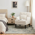 Sillón decorativo tapizado con botones y almohada lumbar | Azul lago / Gris / Beige / Marrón | Un asiento