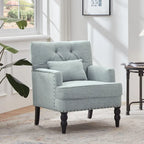 Sillón decorativo tapizado con botones y almohada lumbar | Azul lago / Gris / Beige / Marrón | Un asiento