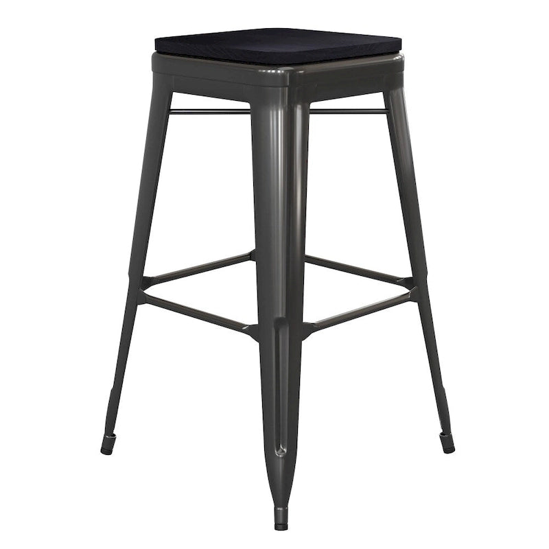 Taburete de bar sin respaldo apilable multicolor, interior/exterior, asiento individual