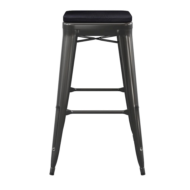 Taburete de bar sin respaldo apilable multicolor, interior/exterior, asiento individual
