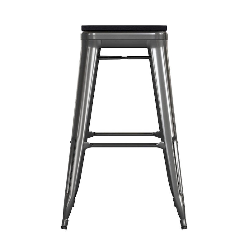 Taburete de bar sin respaldo apilable multicolor, interior/exterior, asiento individual