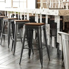 Taburete de bar sin respaldo apilable multicolor, interior/exterior, asiento individual