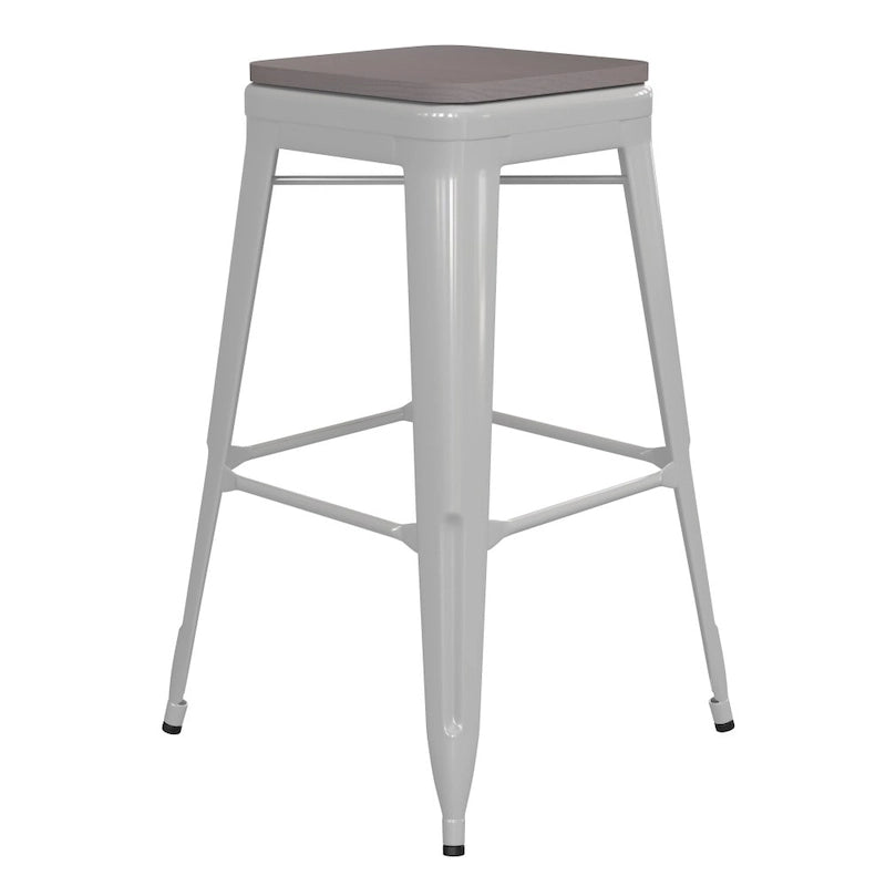 Taburete de bar sin respaldo apilable multicolor, interior/exterior, asiento individual