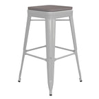 Taburete de bar sin respaldo apilable multicolor, interior/exterior, asiento individual