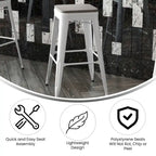 Taburete de bar sin respaldo apilable multicolor, interior/exterior, asiento individual