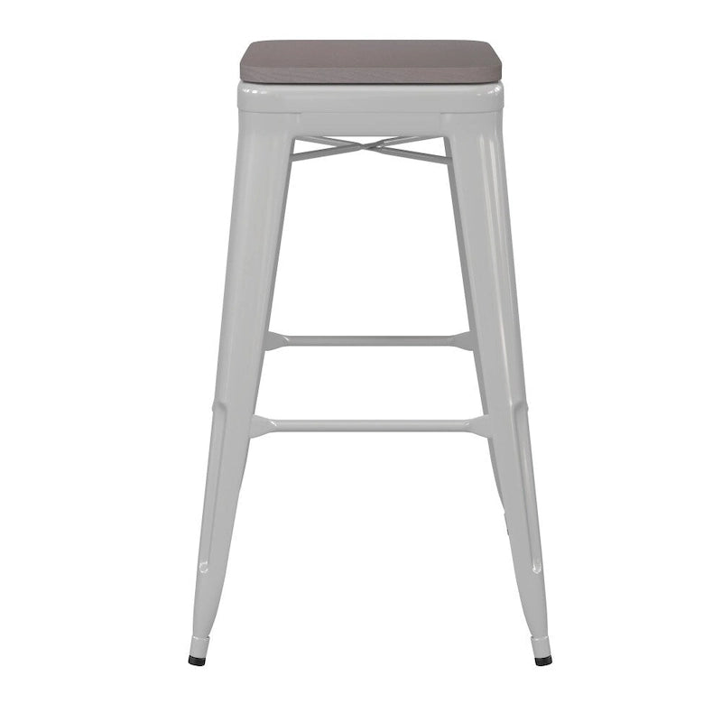 Taburete de bar sin respaldo apilable multicolor, interior/exterior, asiento individual