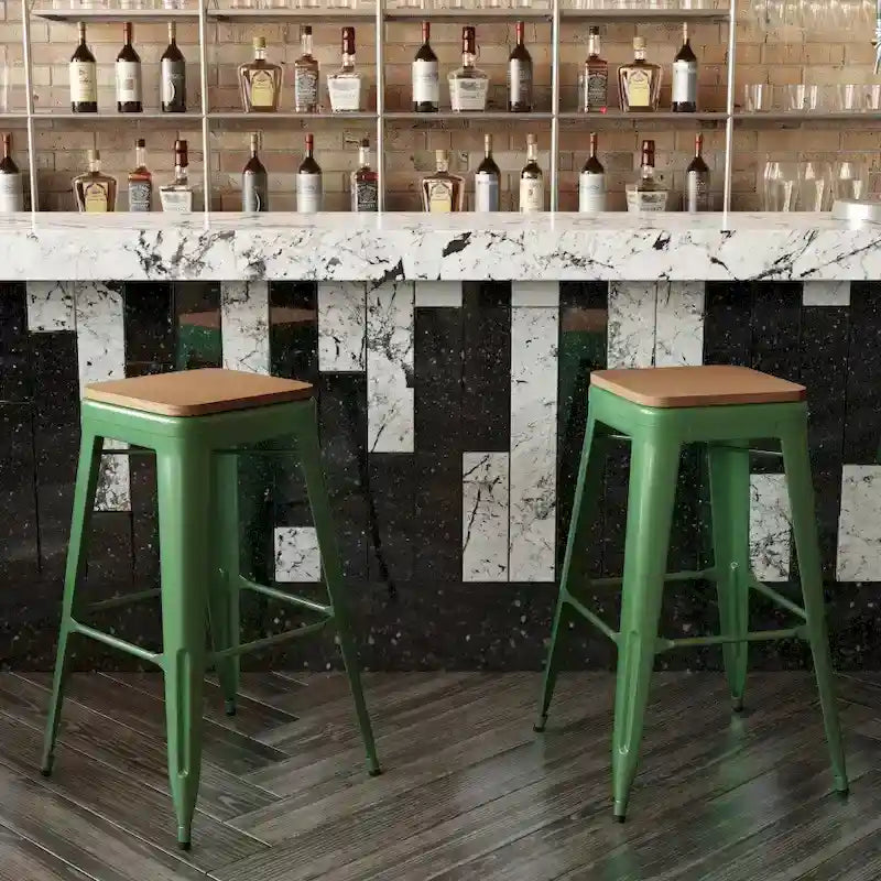 Taburete de bar sin respaldo apilable multicolor, interior/exterior, asiento individual