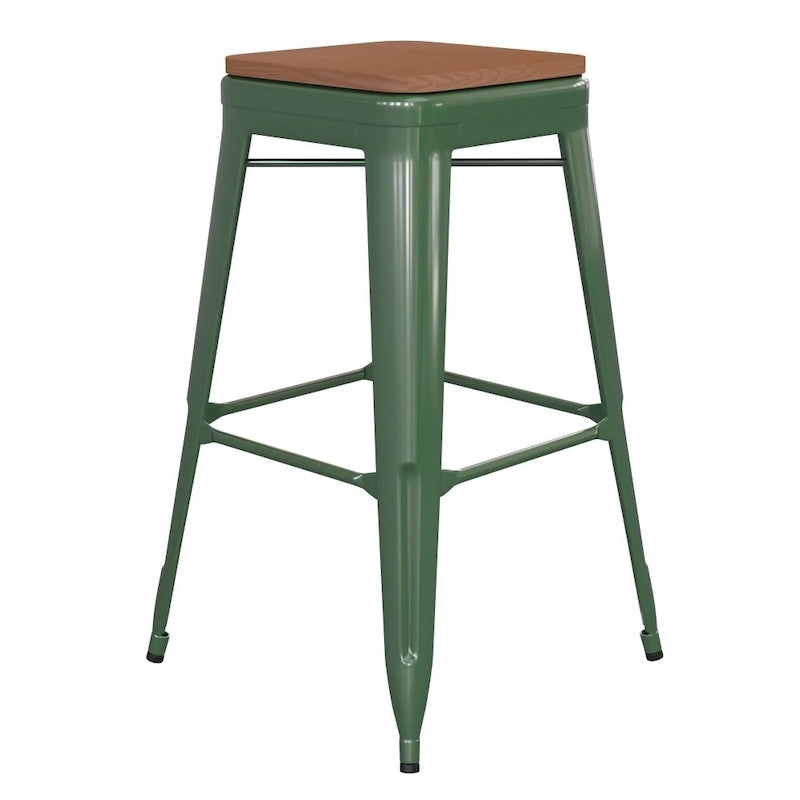 Taburete de bar sin respaldo apilable multicolor, interior/exterior, asiento individual
