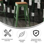 Taburete de bar sin respaldo apilable multicolor, interior/exterior, asiento individual