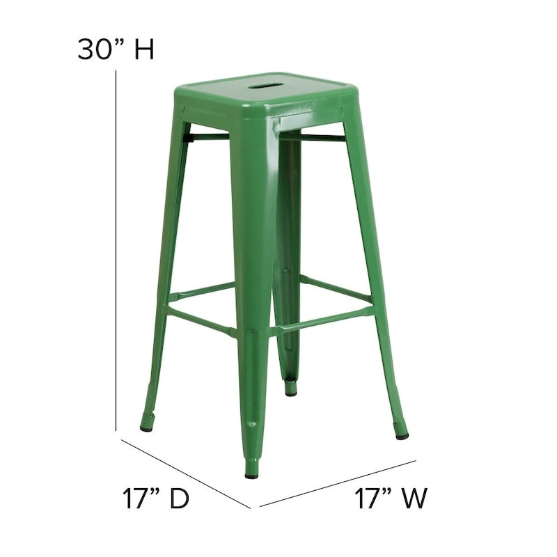Taburete de bar sin respaldo apilable multicolor, interior/exterior, asiento individual
