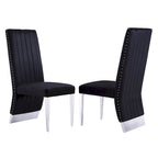 Sillas de comedor modernas de respaldo alto multicolor con tachuelas - Juego de 2