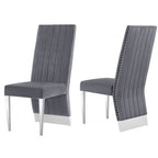 Sillas de comedor modernas de respaldo alto multicolor con tachuelas - Juego de 2
