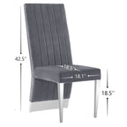 Sillas de comedor modernas de respaldo alto multicolor con tachuelas - Juego de 2
