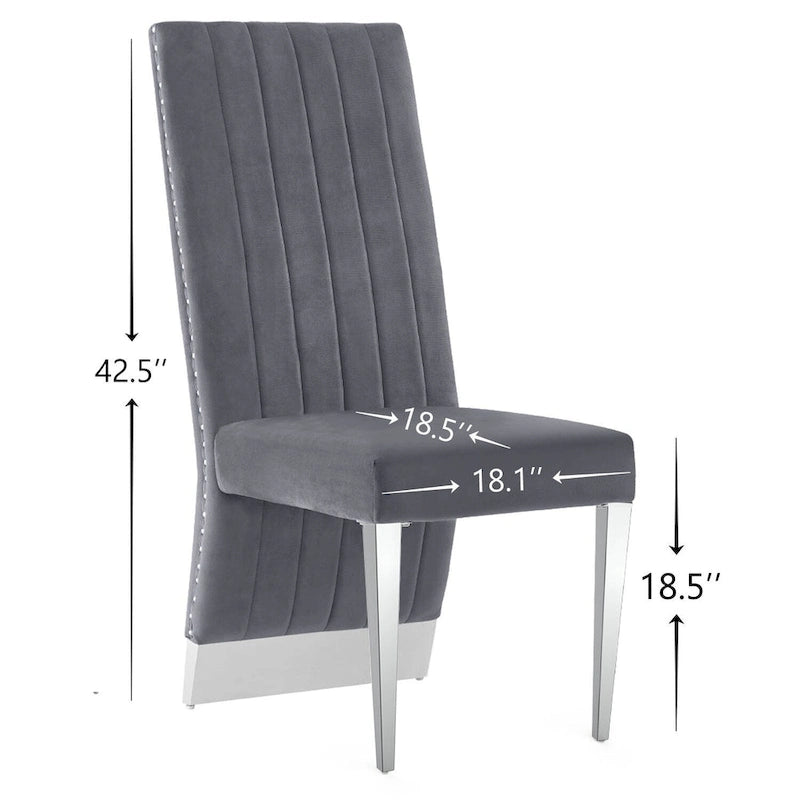 Sillas de comedor modernas de respaldo alto multicolor con tachuelas - Juego de 2