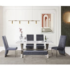 Sillas de comedor modernas de respaldo alto multicolor con tachuelas - Juego de 2