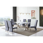 Sillas de comedor modernas de respaldo alto multicolor con tachuelas - Juego de 2
