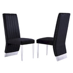 Sillas de comedor modernas de respaldo alto multicolor con tachuelas - Juego de 2