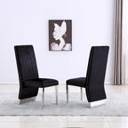 Sillas de comedor modernas de respaldo alto multicolor con tachuelas - Juego de 2