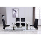 Sillas de comedor modernas de respaldo alto multicolor con tachuelas - Juego de 2