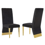 Sillas de comedor modernas de respaldo alto multicolor con tachuelas - Juego de 2