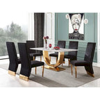 Sillas de comedor modernas de respaldo alto multicolor con tachuelas - Juego de 2