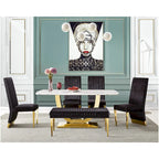 Sillas de comedor modernas de respaldo alto multicolor con tachuelas - Juego de 2