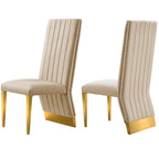 Sillas de comedor modernas de respaldo alto multicolor con tachuelas - Juego de 2