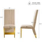 Sillas de comedor modernas de respaldo alto multicolor con tachuelas - Juego de 2