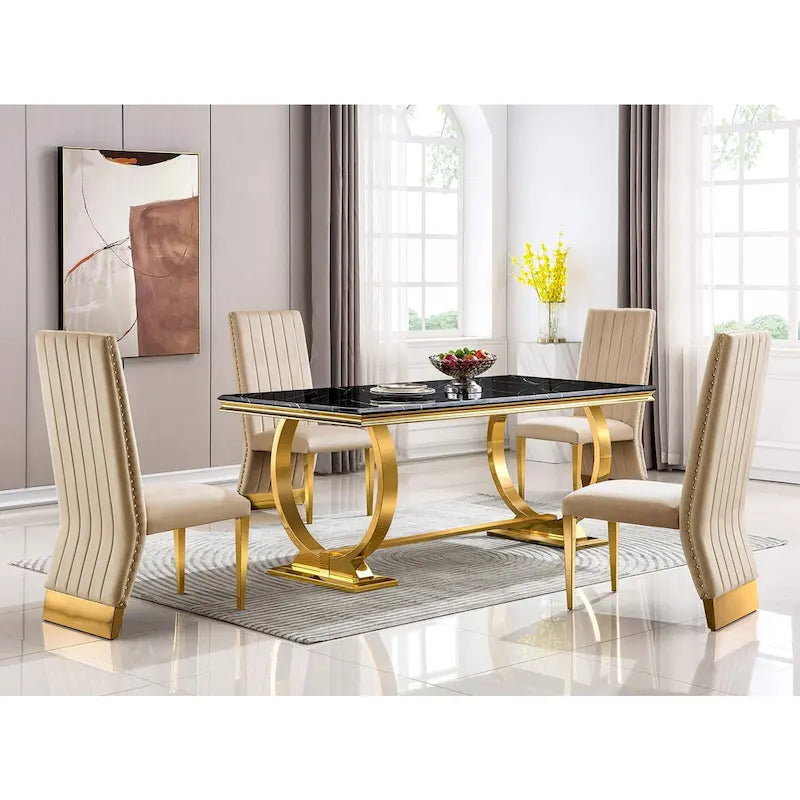 Sillas de comedor modernas de respaldo alto multicolor con tachuelas - Juego de 2