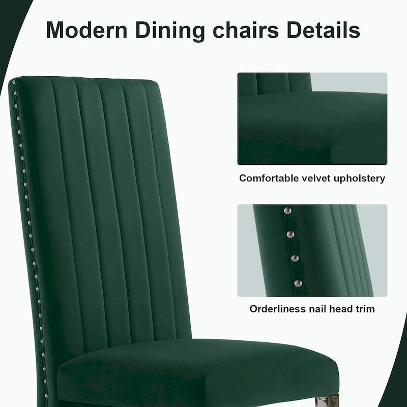 Sillas de comedor modernas de respaldo alto multicolor con tachuelas - Juego de 2