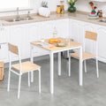 Juego de mesa de comedor cuadrada blanca de 3 piezas para 2